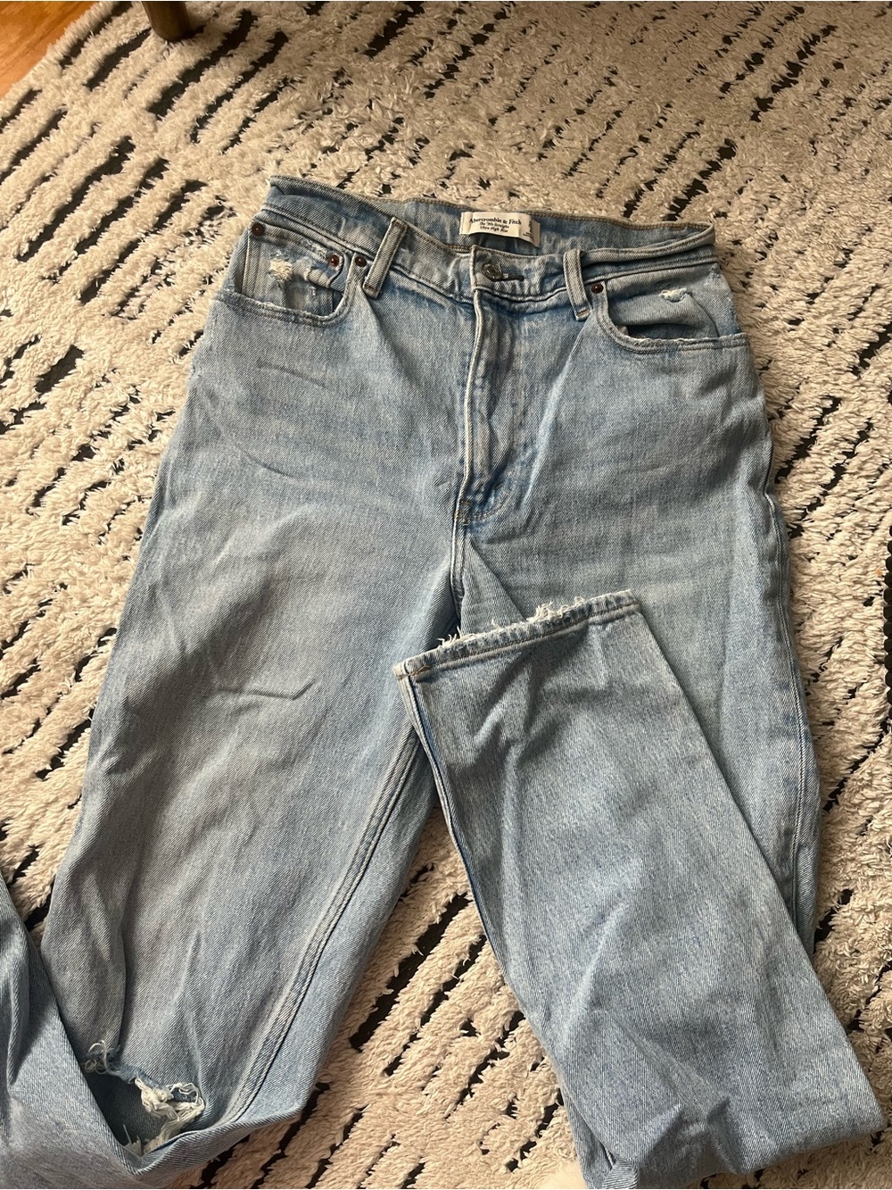 Abercrombie Light Wash Distressed Straight Leg Jeans